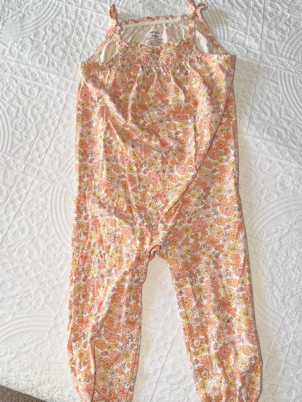Carter's Peach & Cream Floral Girls Romper